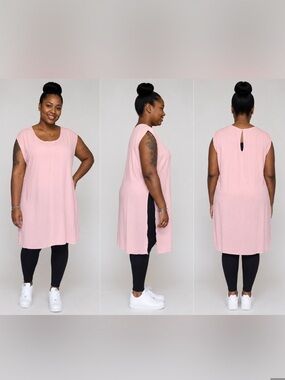 CLEO SLEEVELESS SIDE SPLIT CHIFFON TUNIC - PINK SIZE 3X (NEW WITH TAGS) A19